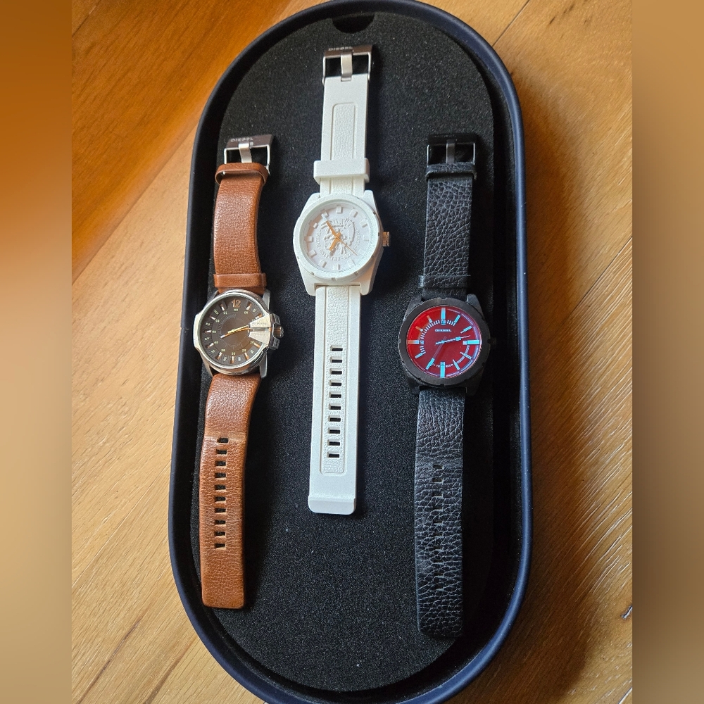 Diesel Men's Watches - Brown, White, and Black